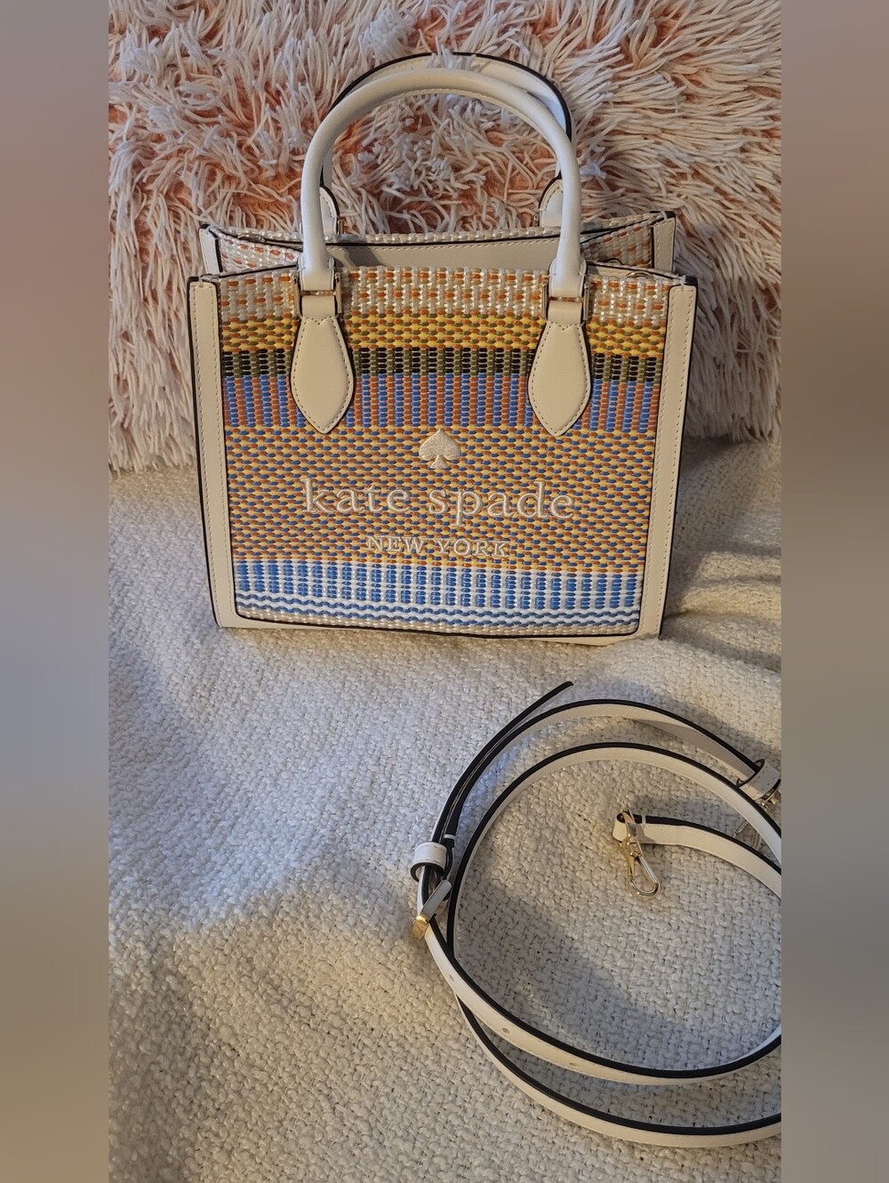 Kate Spade - Ellie Straw Multicolor Small Tote NWOT